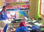 Sinergitas TNI POLRI Warnai Kegiatan Donor Darah Ditpolairud Polda Kalteng Jelang HUT Korps Polairud Ke-75